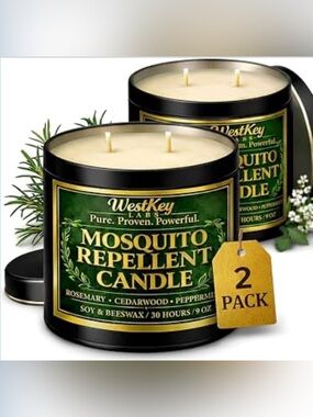 Mosquito Candles for Outside, 2 Pack 9 oz Mosquito Repellent Candles